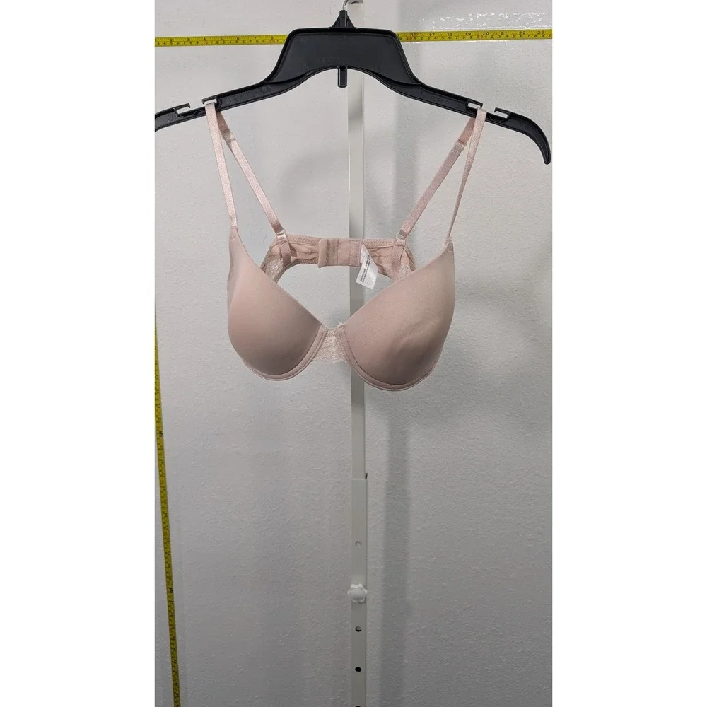 Maidenform Blush Pink Lace Trim T-Shirt Underwire‎ Bra 34C MBT843